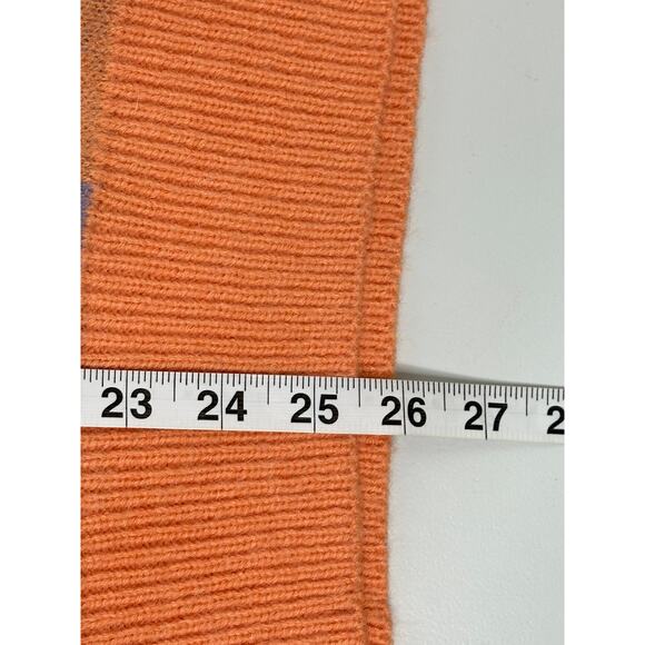 Talulah Orange Purple Check Long Sleeve Sweater Crewneck Soft Winter Artsy M - Picture 8 of 10